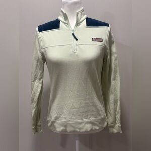 Vineyard Vines Women’s Pullover Green W/Blue Corduroy Shoulder Patches Size XS